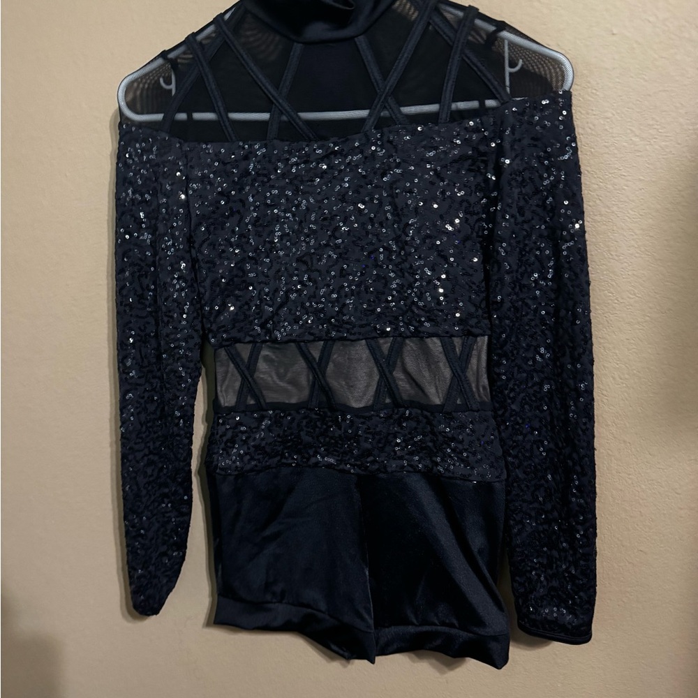 Weissman Black Sequin Dance Unitard